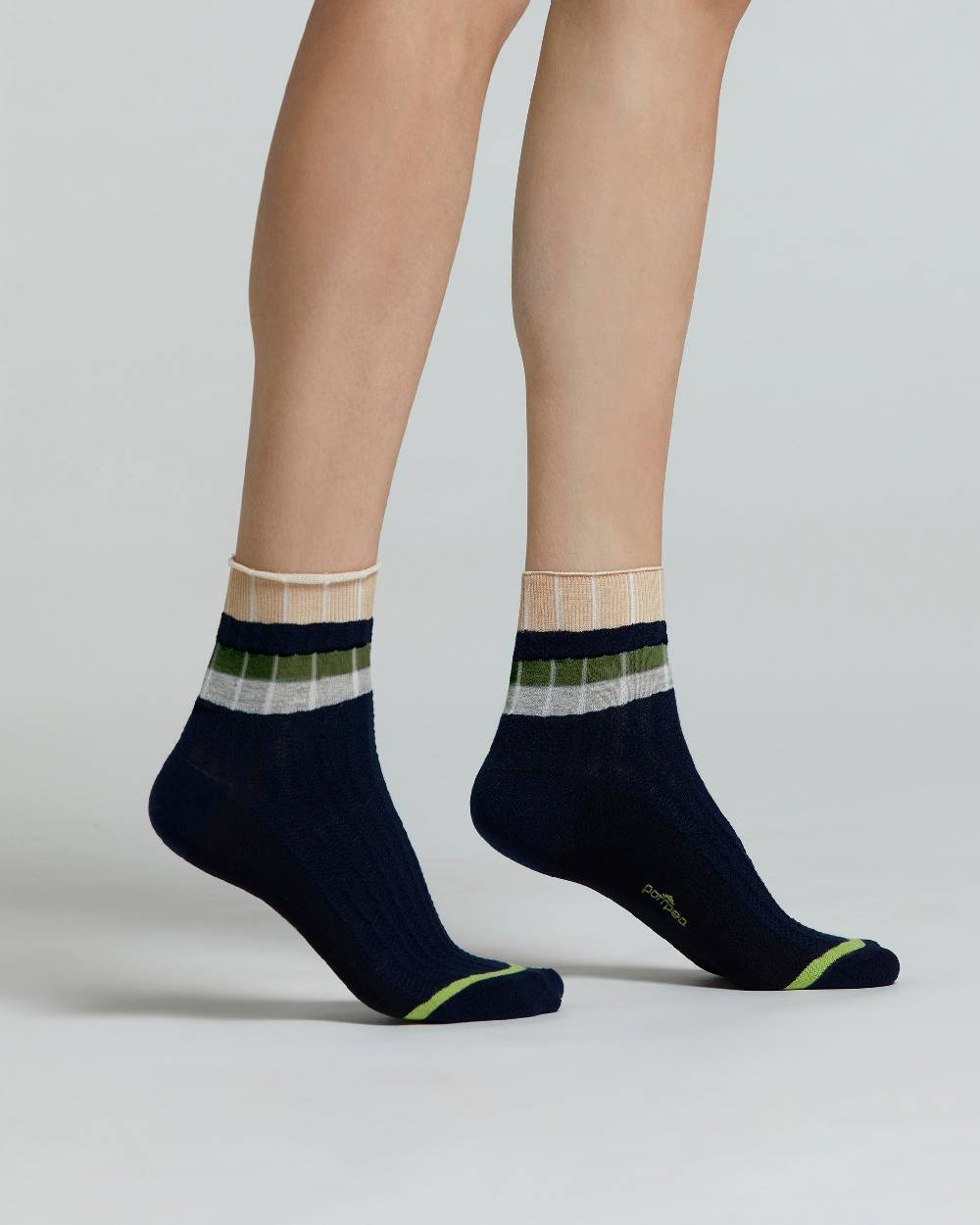 Pompea CALZINO COTONE BEGONIA CON RIGHE ORIZZONTALI A CONTRASTO Cyber Monday