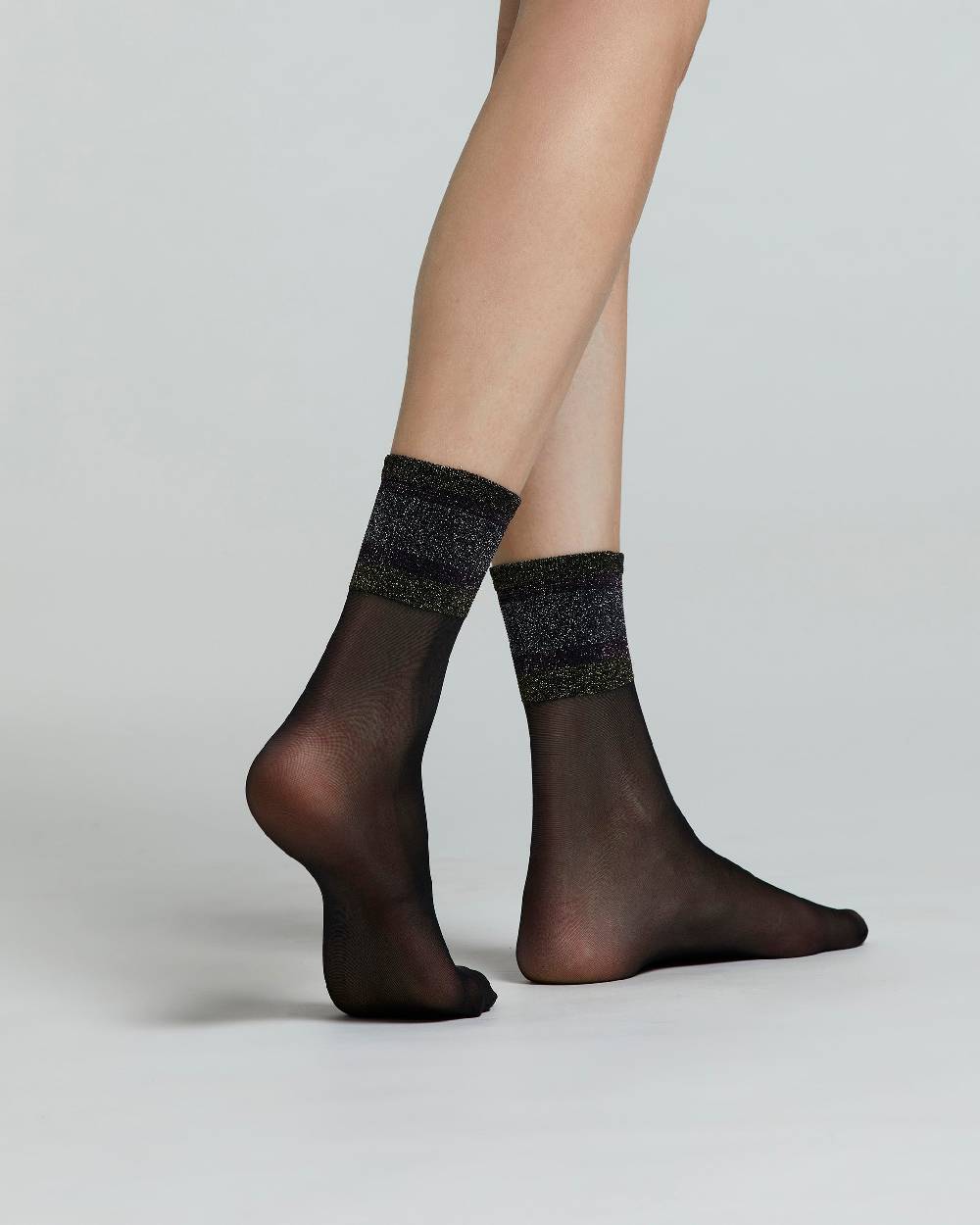 Pompea CALZINO VELATO FLEUR CON BORDO A RIGHE Presa