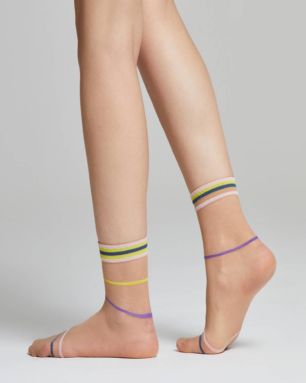 Pompea Calzino velato Tulipano con righe e polsino colorati Black Friday