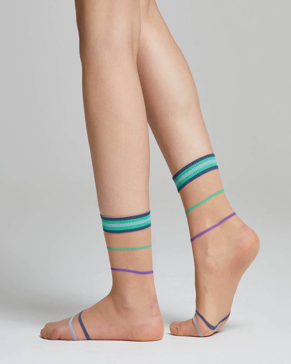 Pompea Calzino velato Tulipano con righe e polsino colorati Cyber Monday