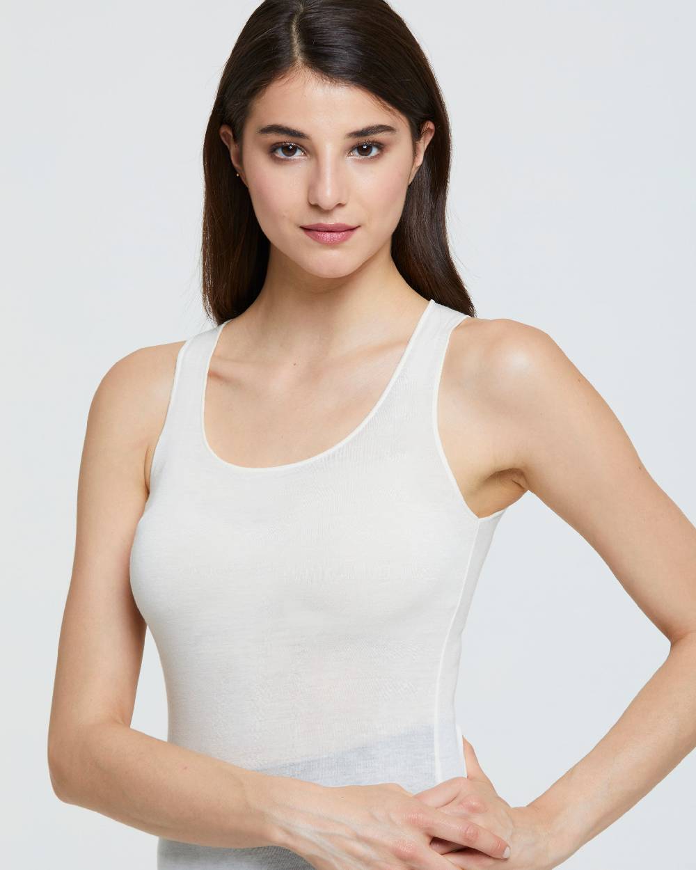 Pompea CANOTTA SCOLLO TONDO IN MODAL CASHMERE Fino al 55% di sconto