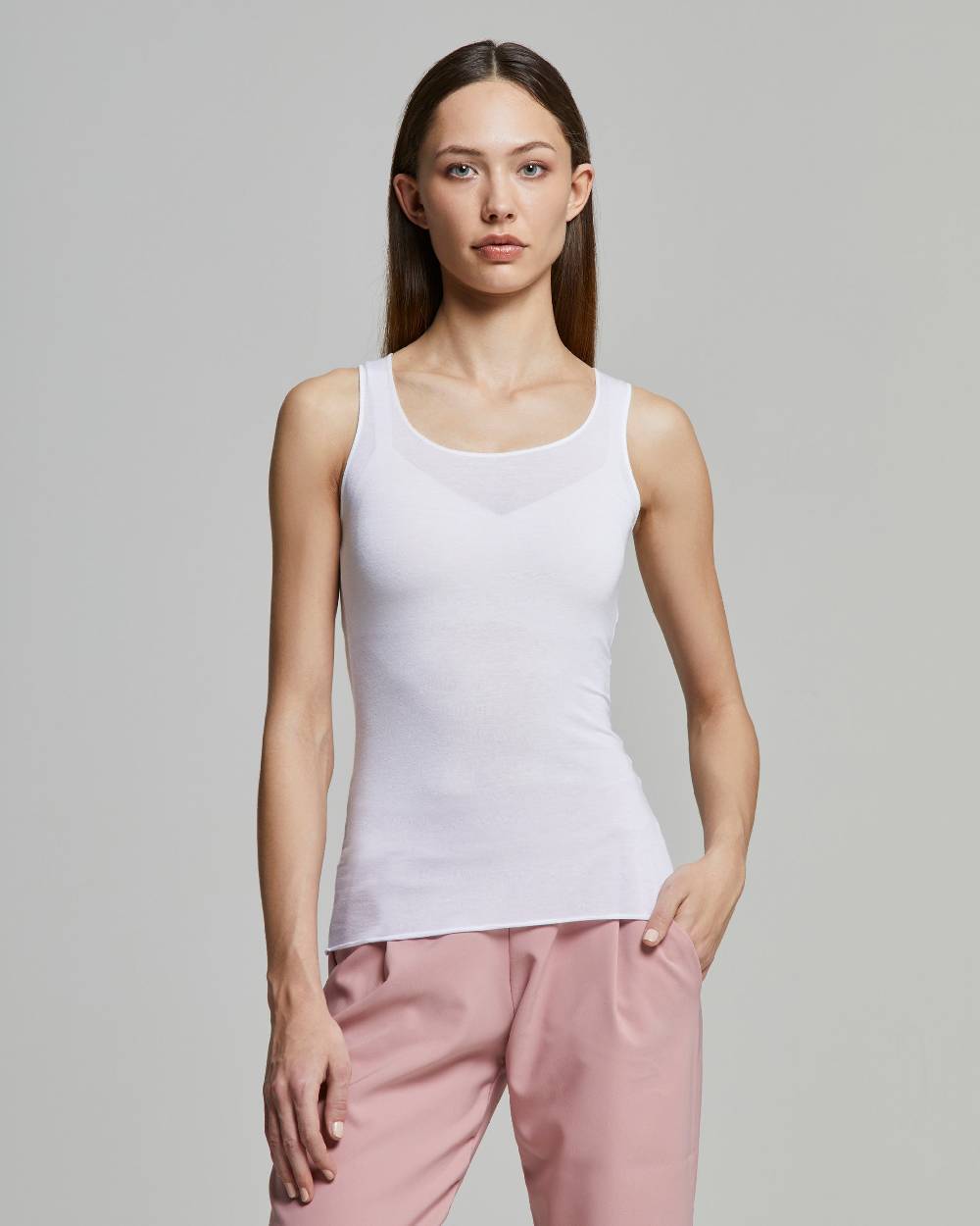 Pompea Canotta scollo tondo in modal cashmere Solo un giorno rimasto