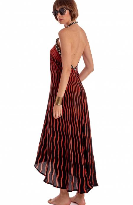 Pin Up Stars ABITO LUNGO ALLACCIATURA COLLO STAMPA TIGER SUN Negozio