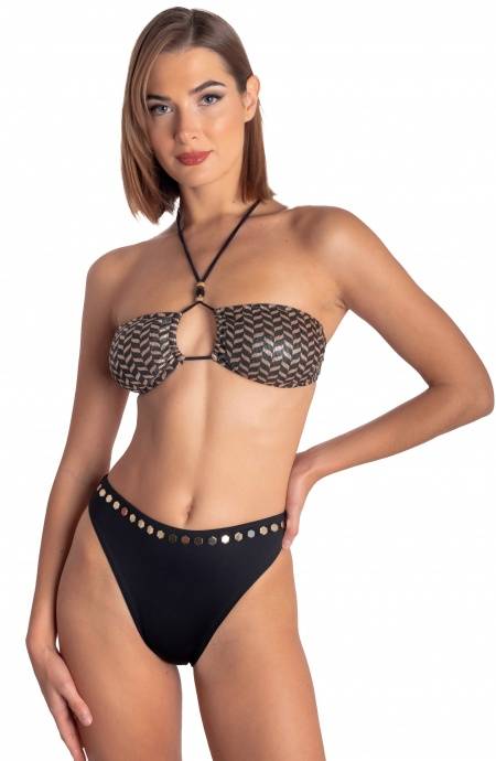 Pin Up Stars BIKINI FASCIA IMBOTTITA LAMÈ CON ACCESSORI E BORCHIE STAMPA SPIGHETTA