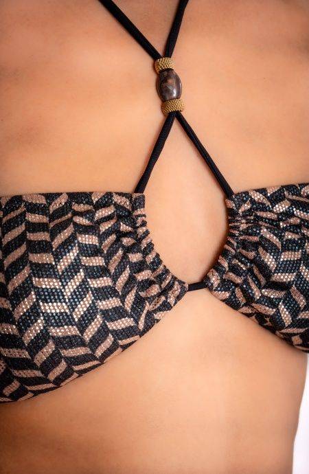 Pin Up Stars BIKINI FASCIA IMBOTTITA LAMÈ CON ACCESSORI E BORCHIE STAMPA SPIGHETTA Sottocosto