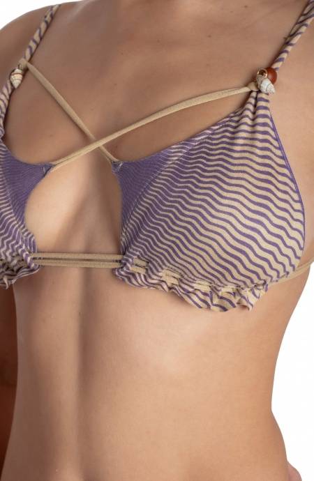 Pin Up Stars BIKINI TRIANGOLO IMBOTTITO DAINETTO CON PERLE E CONCHIGLIE STAMPA TIGER SUN 2025