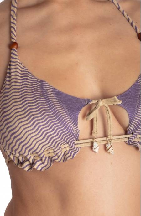 Pin Up Stars BIKINI TRIANGOLO IMBOTTITO DAINETTO CON PERLE E CONCHIGLIE STAMPA TIGER SUN 2025