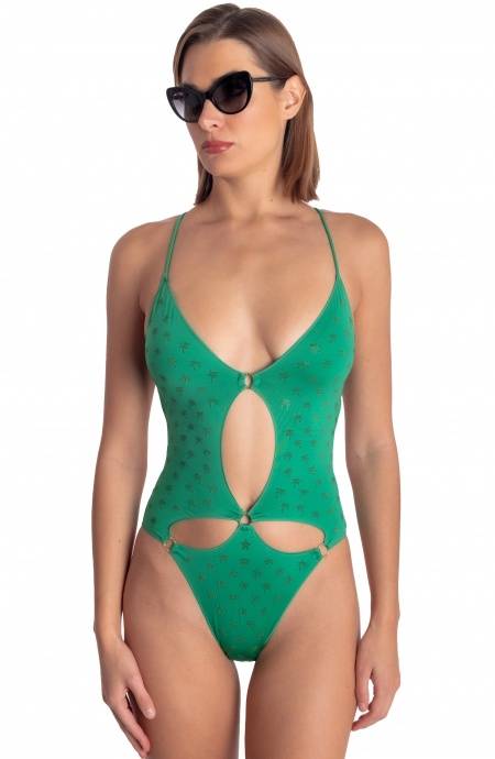Pin Up Stars COSTUME DA BAGNO INTERO IMBOTTITO CON MICRO BORCHIE PALME