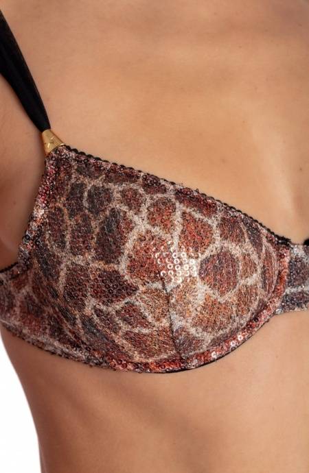 Pin Up Stars BIKINI BALCONCINO FERRETTO STAMPA PAILLETTES GIRAFFA Spedizione Gratuita