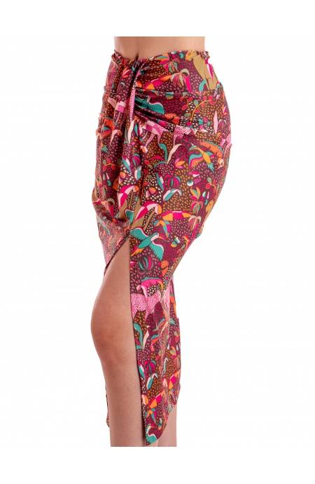Pin Up Stars GONNA LONGUETTE CON SPACCO STAMPA TROPICAL Negozio