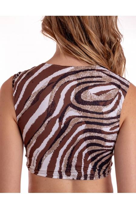 Pin Up Stars TOP INCROCIATO STAMPA ZEBRA In Saldo