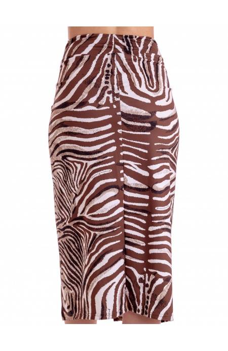 Pin Up Stars GONNA LONGUETTE CON SPACCO STAMPA ZEBRA Moda