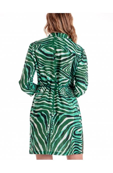Pin Up Stars ABITO CHEMISIER CON CINTURA STAMPA ZEBRA Vendita
