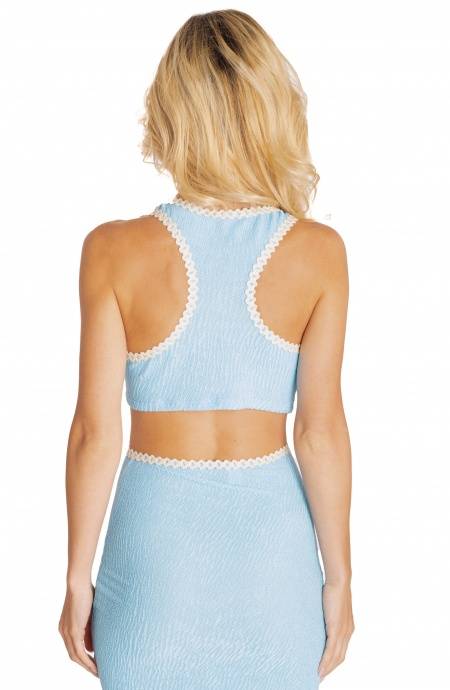 Pin Up Stars CROP TOP GOFFRATO CON PASSAMANERIA TINTA UNITA Pezzi Unici