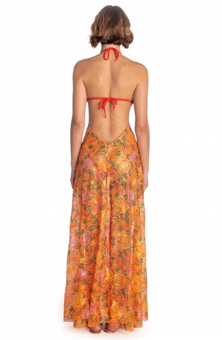 Pin Up Stars ABITO PAREO LUNGO PIZZO MACRAMÉ STAMPA FLOWER BIRD Promozione Limitata