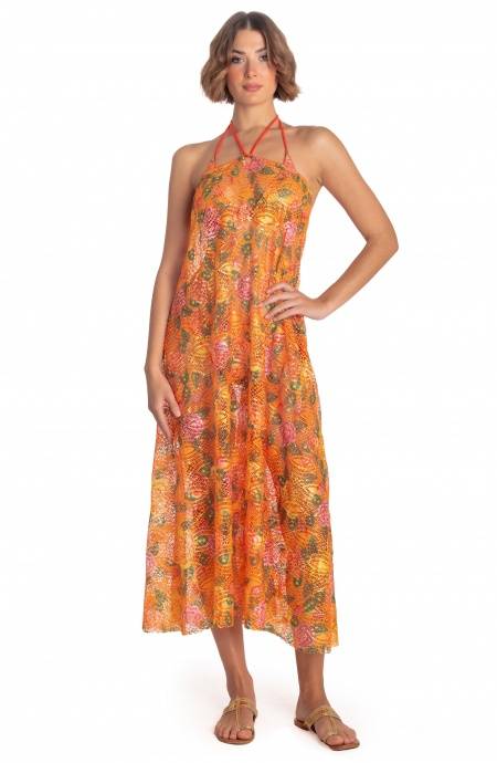 Pin Up Stars ABITO PAREO LUNGO PIZZO MACRAMÉ STAMPA FLOWER BIRD Promozione Limitata