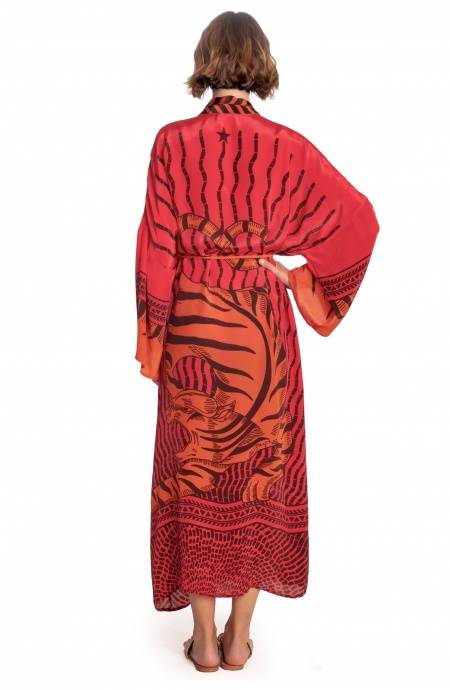 Pin Up Stars KIMONO LUNGO STAMPA TIGER SUN Fino Al -60%