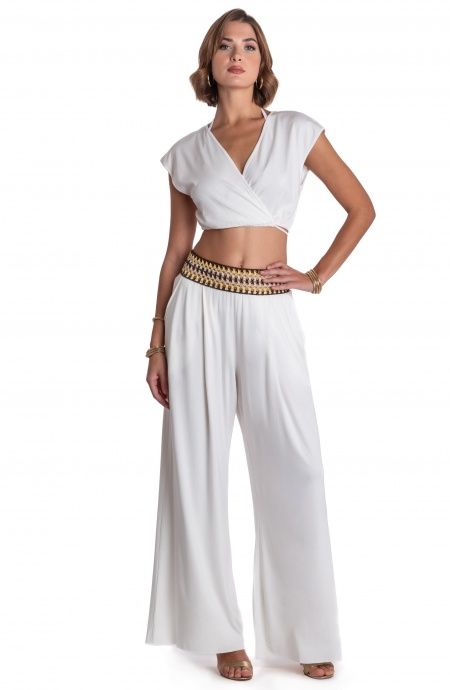 Pin Up Stars PANTALONE PALAZZO CON PASSAMANERIA CROCHET Economico