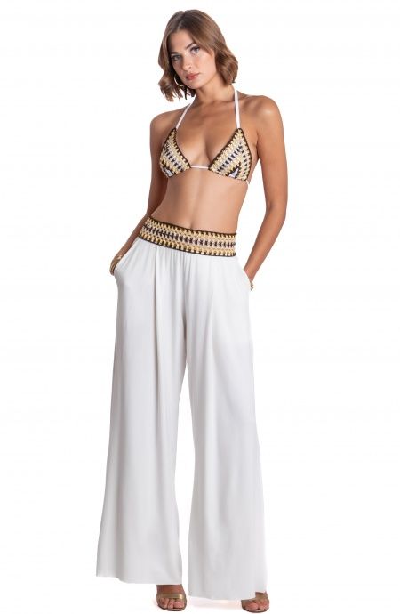 Pin Up Stars PANTALONE PALAZZO CON PASSAMANERIA CROCHET Economico