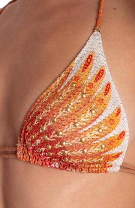 Pin Up Stars BIKINI TRIANGOLO IMBOTTITO CON BORCHIE STAMPA WINGS Vendita Calda
