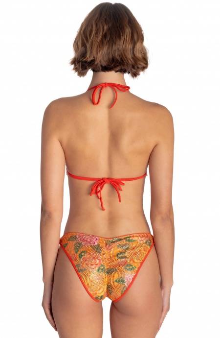 Pin Up Stars BIKINI TRIANGOLO IMBOTTITO PIZZO MACRAMÈ STAMPA FLOWER BIRD Saldi Di Fabbrica