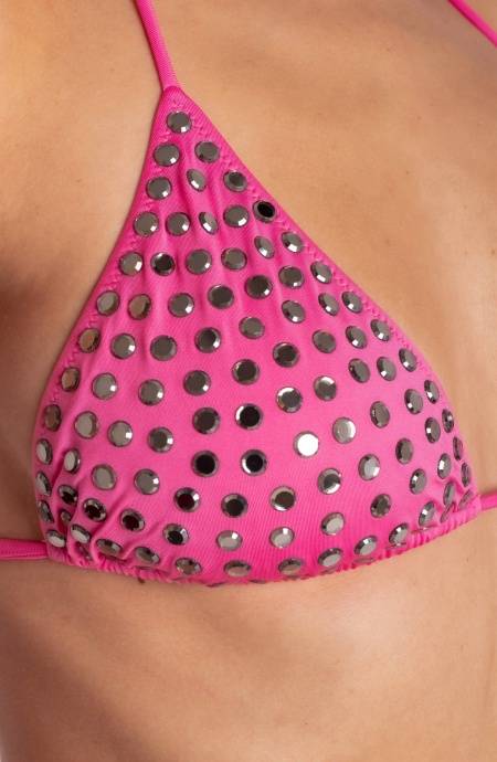 Pin Up Stars BIKINI TRIANGOLO IMBOTTITO CON CRISTALLI SPECCHIETTI Italy