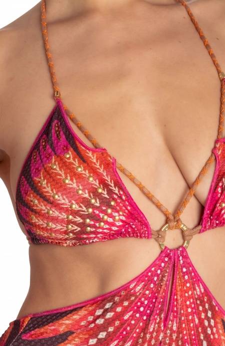 Pin Up Stars COSTUME DA BAGNO INTERO CUT-OUT CON BORCHIE STAMPA WINGS 2025