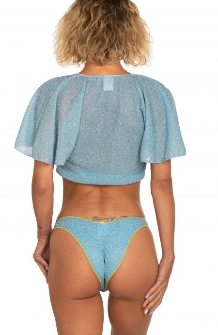 Pin Up Stars Crop Top Incrociato Tinta Unita Lurex Italy