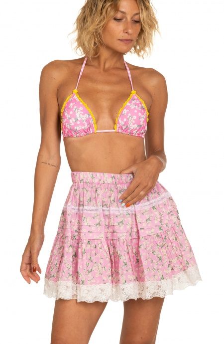Pin Up Stars Gonna Ricamata Con Balze Stampa Flower Print Consegna Veloce