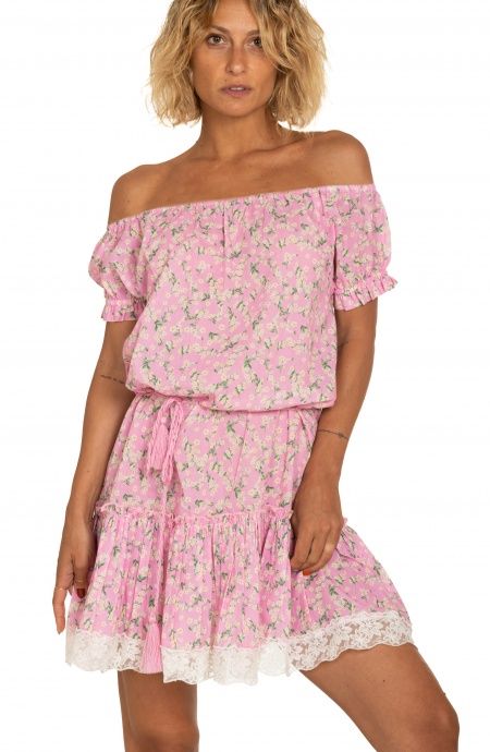 Pin Up Stars Abito Maniche A Palloncino Flower Print Shopping Online