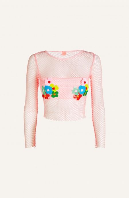 Pin Up Stars Maglia Rete Lurex Ricamo Fiori Paillettes Limitato a 3 giorni