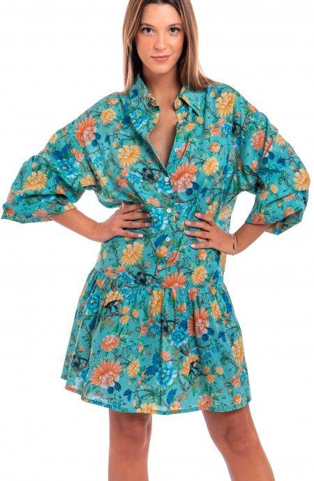 Pin Up Stars Abitino In Cotone Collo Camicia Stampa Monkey In Linea