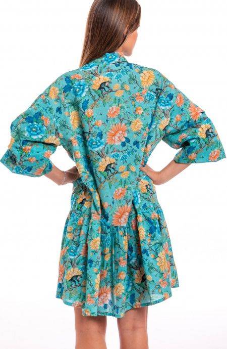 Pin Up Stars Abitino In Cotone Collo Camicia Stampa Monkey In Linea