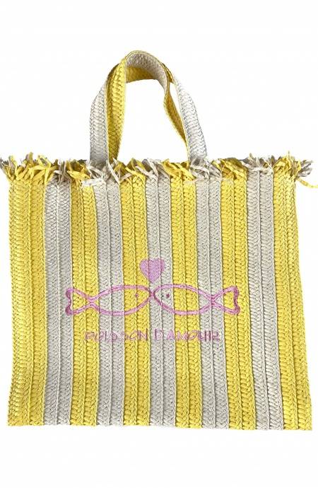 Pin Up Stars Borsa Shopping Righe Paglia Nuovo