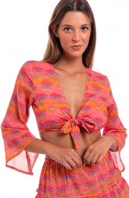 Pin Up Stars Crop Top Cotone Stampa Palmié Negozi Online