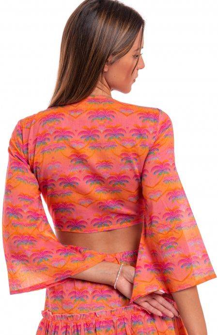 Pin Up Stars Crop Top Cotone Stampa Palmié Negozi Online