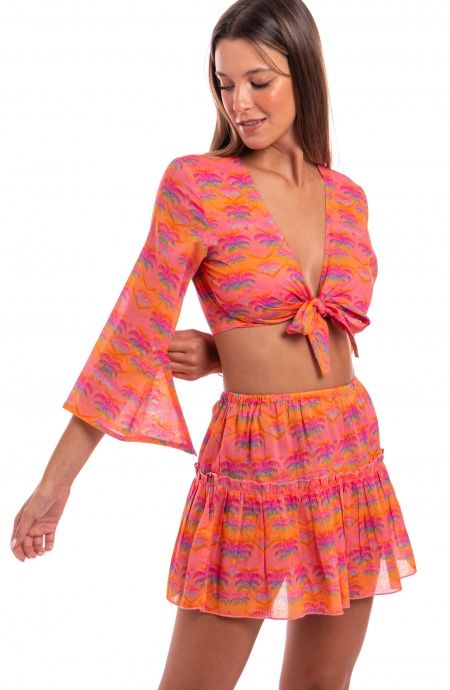 Pin Up Stars Crop Top Cotone Stampa Palmié Negozi Online
