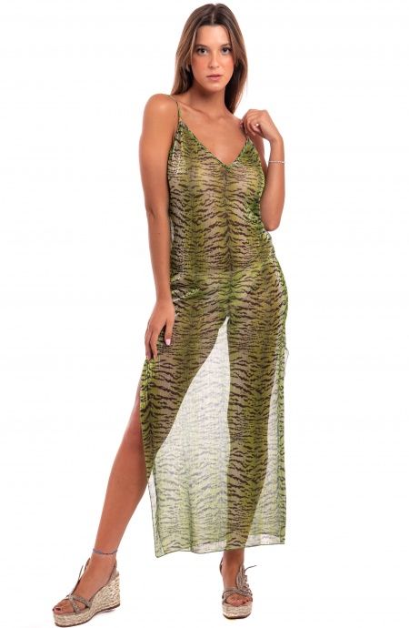 Pin Up Stars Abito Sottoveste Crepon Lamè Stampa Tigre Fino Al -60%