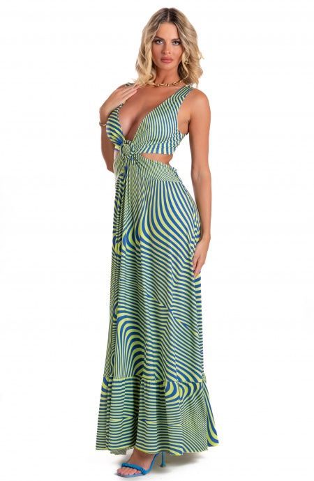 Pin Up Stars Vestito Lungo Jersey Stampa Optical Shopping Online