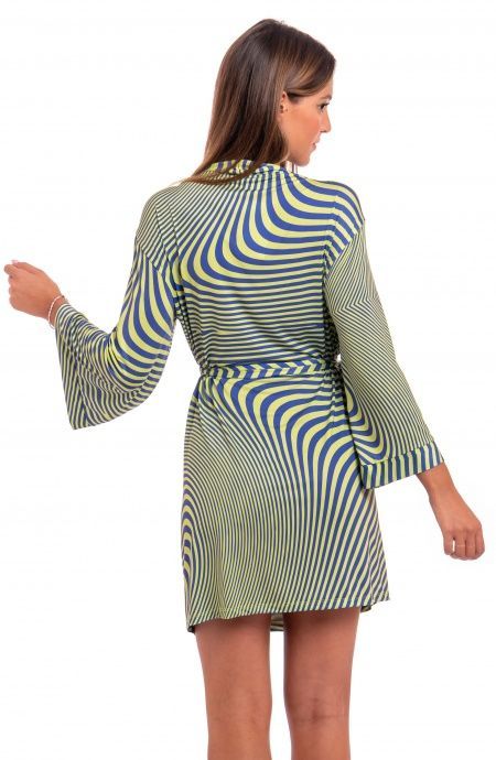 Pin Up Stars Vestito Aperto Jersey Stampa Optical Affare Del Giorno