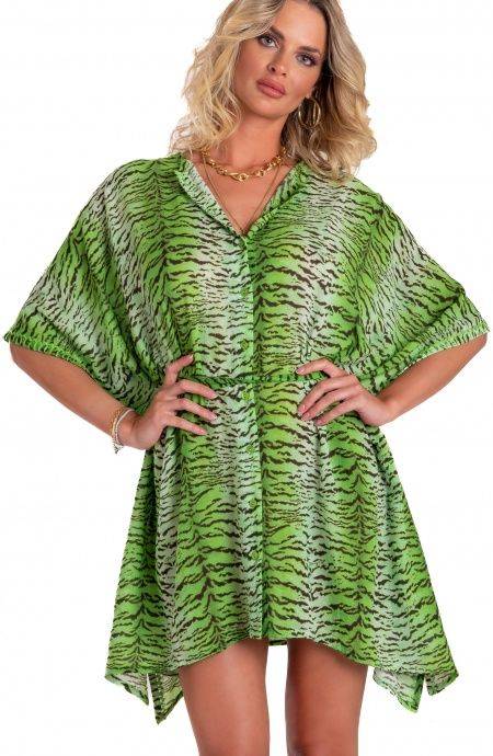 Pin Up Stars Poncho Mussola Di Viscosa Stampa Tigre Convenienza