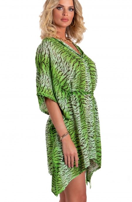 Pin Up Stars Poncho Mussola Di Viscosa Stampa Tigre Convenienza