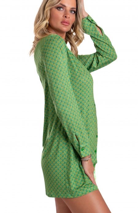 Pin Up Stars Chemisier in Jersey Stampa Squame Presa