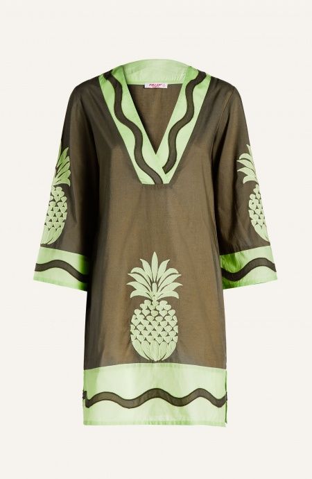 Pin Up Stars Tunichetta Ricamata Pineapple Patch in Cotone Offerta