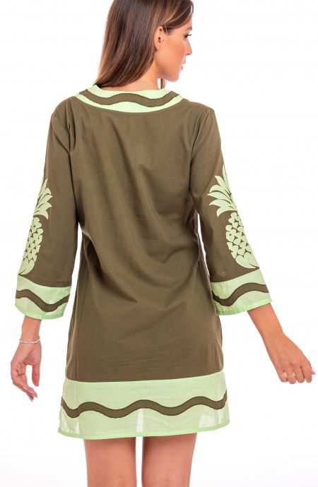 Pin Up Stars Tunichetta Ricamata Pineapple Patch in Cotone Offerta