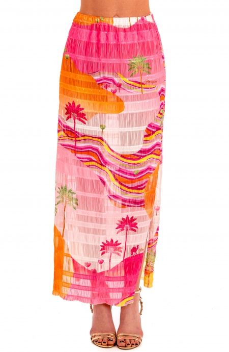 Pin Up Stars Gonna Goffrata Con Spacchi Stampa Dune Vendita Calda