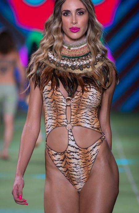 Pin Up Stars Costume Intero Con Anelle Stampa Tigre Offerta migliore