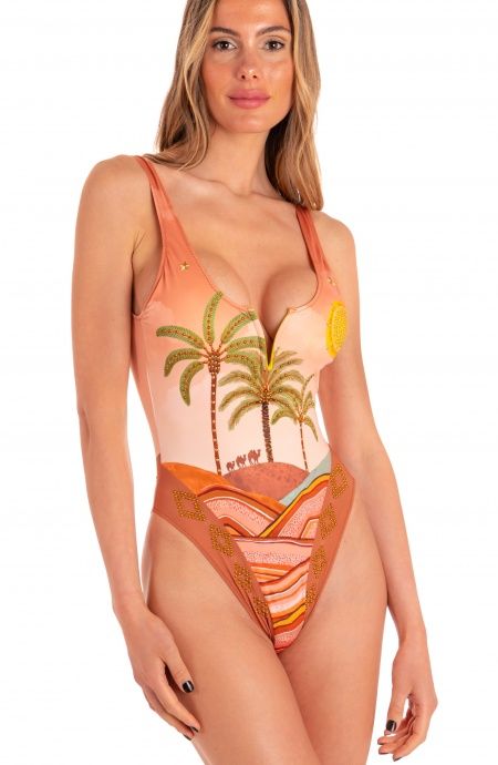 Pin Up Stars Costume Intero Imbottito Stampa Dune Con Borchie Comprane uno, ottenene uno gratis