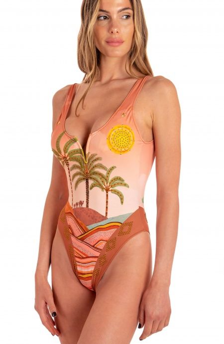 Pin Up Stars Costume Intero Imbottito Stampa Dune Con Borchie Comprane uno, ottenene uno gratis