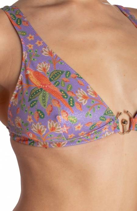 Pin Up Stars TOP BIKINI BRASSIERE CON ACCESSORIO STAMPA FLOWER BIRD Ritorno libero